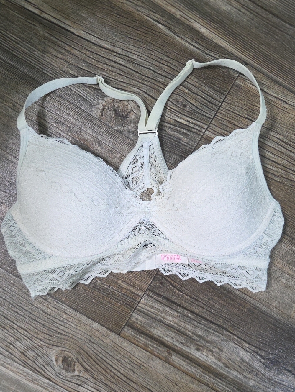 PINK Victoria's Secret Ivory Lace Push-Up Bralette
